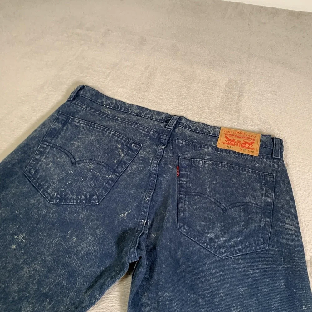 Levis 512 Jeans Mens‎ 36x32 Blue Acid Wash Slim Taper Stretch Denim Zip Fly